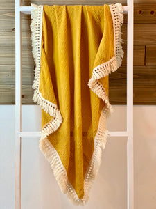 TASSEL MUSLIN BLANKET, SUNRISE