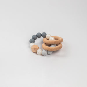 SILICONE + WOOD TEETHER RING, CLOUD